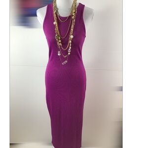 White House Black Market For Me fuschia ribbed tank dress M
